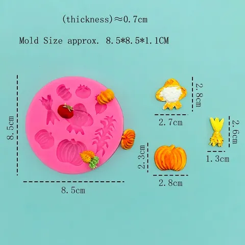 Pumpkin Tomato Corn Carrot Scarecrow Silicone Mold DIY Fondant Cake Baking Decoration Tool Chocolate Soap Candle Mold