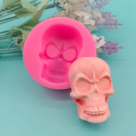 Halloween Skull Silicone Mold For Fondant Chocolate DIY Baking Tool Pink Skull Shape Cake Decorating Mold Soft Silicone Mold