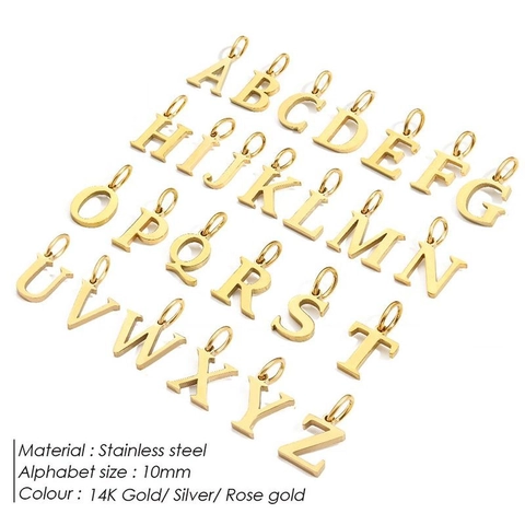 Belles Breloques Lettres Alphabet Initiales En Acier Inoxydable Pendentifs Pour Fabrication De Bijoux DIY Collier