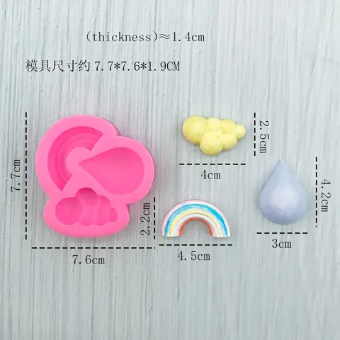 DIY Silicone Cake Mold Cloud Rainbow Raindrop Shape Fondant Chocolate Mold Baking Tools For Kitchen Craft Pink Color