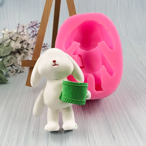 3D Schlappohr Hase Mit Eimer Silikonform Schlappohr Bunny Aroma Gipsform Zum Backen Schokolade Fondant DIY Handwerk