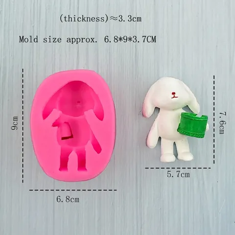 3D Schlappohr Hase Mit Eimer Silikonform Schlappohr Bunny Aroma Gipsform Zum Backen Schokolade Fondant DIY Handwerk
