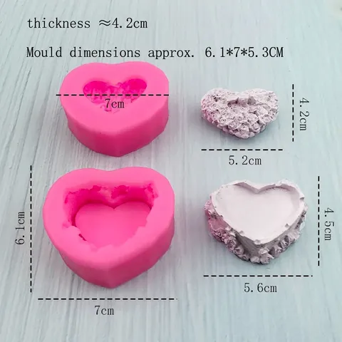 Set di 2 Stampi per Scatola di Gioielli in Silicone con Rilievo di Rosa a Cuore Stampo per Torte Fondente Cioccolato Fai da Te Strumenti
