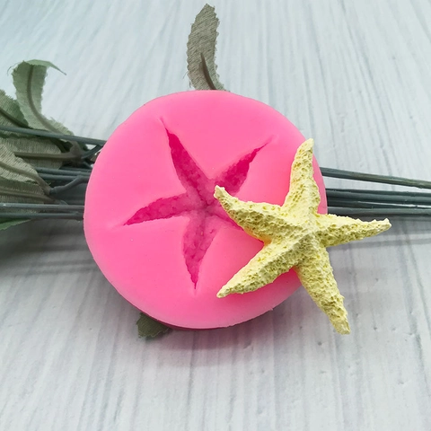 Molde de Silicona de Estrella de Mar Tema Vida Marina DIY Hecho a Mano Fondant Chocolate Herramienta para Hornear Rosa