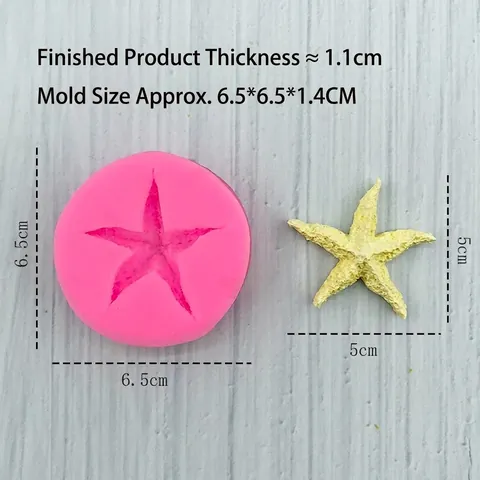 Molde de Silicona de Estrella de Mar Tema Vida Marina DIY Hecho a Mano Fondant Chocolate Herramienta para Hornear Rosa