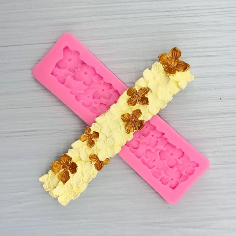 Clover Flower Strip Silicone Fondant Mold DIY Chocolate Lace Border Decoration Baking Tools For Cake Sugarcraft Clay Resin