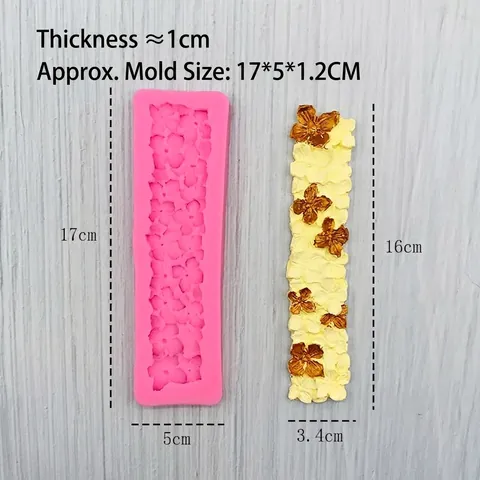 Clover Flower Strip Silicone Fondant Mold DIY Chocolate Lace Border Decoration Baking Tools For Cake Sugarcraft Clay Resin