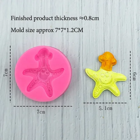 Cartoon Chef Koksmuts Zeester Siliconenvorm Voor Taart Fondant Bakken Mariene Thema Chocolade Zeep Gips DIY Ambacht Gereedschap
