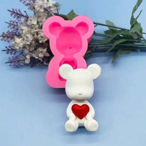 3D Φόρμα Σιλικόνης Αρκουδάκι με Καρδιά DIY Φόρμα για Φοντάν και Σοκολάτα για την Ημέρα του Αγίου Βαλεντίνου Γενέθλια Γάμο Εργαλεία Ζαχαροπλαστικής
