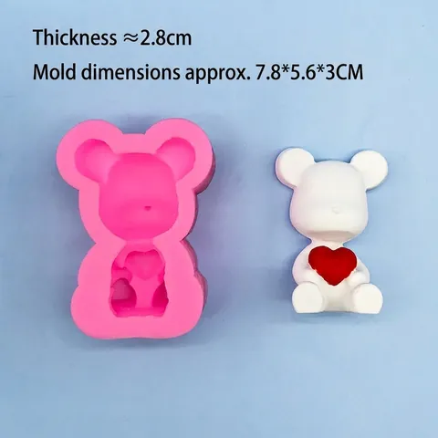 3D Φόρμα Σιλικόνης Αρκουδάκι με Καρδιά DIY Φόρμα για Φοντάν και Σοκολάτα για την Ημέρα του Αγίου Βαλεντίνου Γενέθλια Γάμο Εργαλεία Ζαχαροπλαστικής