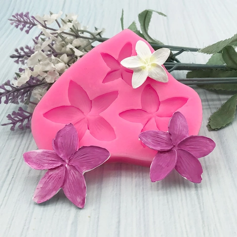 Frangipani Flower Silicone Mold For Chocolate Fondant Cake Decoration DIY Handmade Soap Gypsum Baking Tools Pink Flower Shape