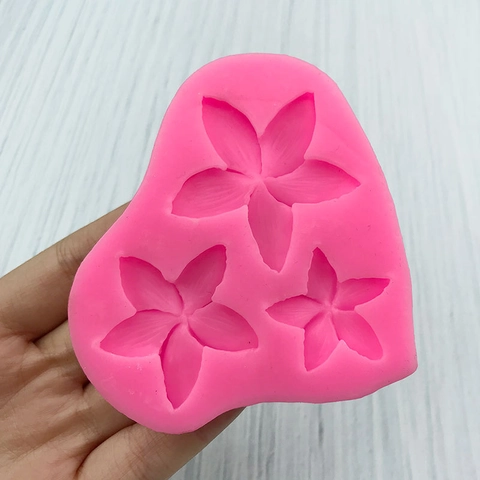 Frangipani Flower Silicone Mold For Chocolate Fondant Cake Decoration DIY Handmade Soap Gypsum Baking Tools Pink Flower Shape