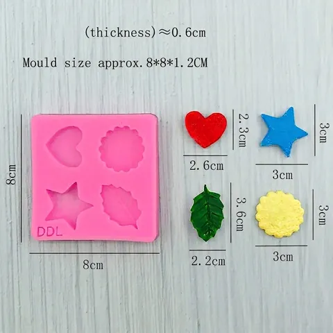 Star Leaf Heart Silicone Cake Mold DIY Fondant Chocolate Biscuit Plaster Mold Manual Craft Baking Tool Pink