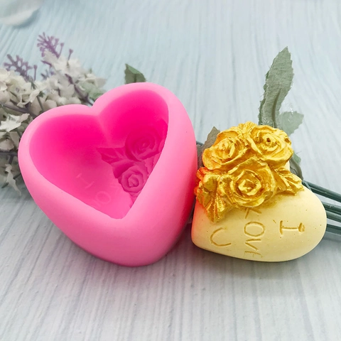 Valentijnsdag Hartvormige Roos Siliconen Vorm Voor Handgemaakte Zeep Chocolade Fondant Gips DIY Ambachtelijke Romantische Taartvorm