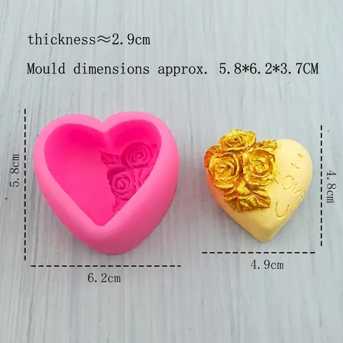 Valentijnsdag Hartvormige Roos Siliconen Vorm Voor Handgemaakte Zeep Chocolade Fondant Gips DIY Ambachtelijke Romantische Taartvorm