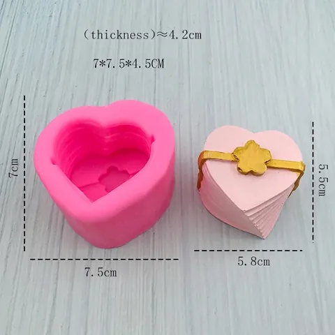 3D Relief Heart Flower Silicone Cake Mold Chocolate Fondant Candy Baking Tool For DIY Soap Candle Gypsum Decor Pink Silicone Mold