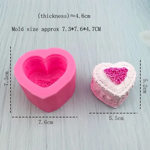3D Doppeltes Herz Rose Silikonform Für Valentinstag Backwerkzeuge DIY Kerze Gips Schokolade Seife Kuchenform