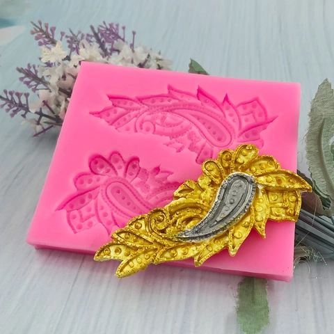Pfauenfeder Paisley Textur Silikonform DIY Schokolade Tortendeko Fondantform Backwerkzeug Für Ton Gips Seife Basteln