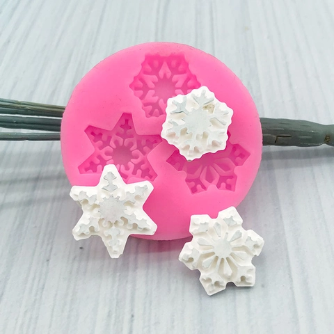 Snowflake Silicone Mold Pink Round Ice Crystal Pattern DIY Baking Tool For Cake Decoration Handmade Soap Chocolate Candle Clay Mold