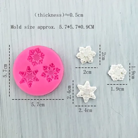 Snowflake Silicone Mold Pink Round Ice Crystal Pattern DIY Baking Tool For Cake Decoration Handmade Soap Chocolate Candle Clay Mold