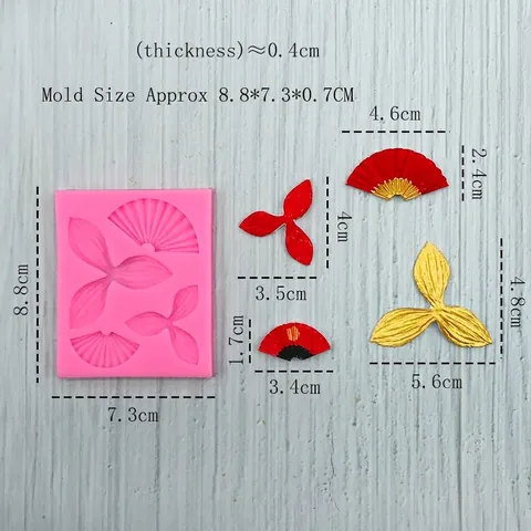 Stampo in Silicone per Ventaglio e Foglie in Stile Cinese per Decorazione Torte Fondente Cioccolato Resina Argilla Fai da Te