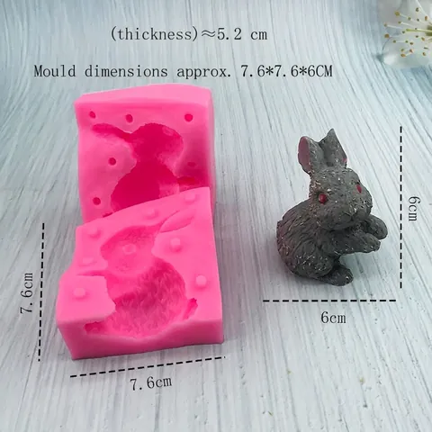 3D Rabbit Silicone Mold Cartoon Animal Shape For DIY Cake Chocolate Fondant Plaster Candle Making Pink Decorative Baking Tool