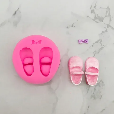 Schattige Babyschoentjes Met Strik Siliconen Vorm Voor Fondant Taart Decoratie Chocolade Zeep DIY Bakken Tool
