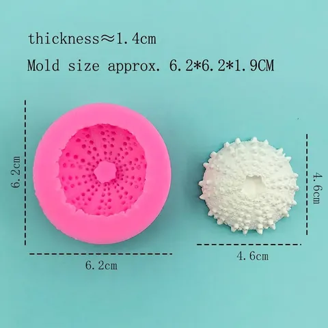 3D Seeigel Silikonform DIY Kuchen Schokolade Fondant Form Handgefertigte Seife Gips Harzguss Backwerkzeug Rosa