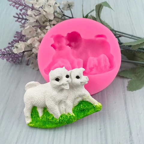 Cute Dog Puppy 3D Silicone Mold For Cake Fondant Chocolate Soap Plaster DIY Craft Baking Tool Pink Round Animal Shapes