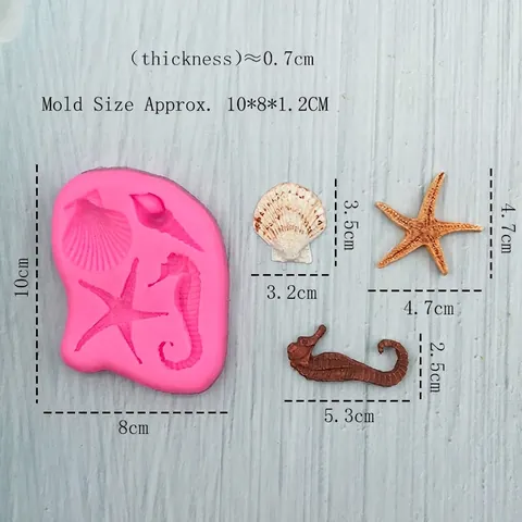 Stampo In Silicone Tema Oceano Cavalluccio Marino Stella Marina Conchiglia Per Decorazione Torte Cioccolato Fondente DIY