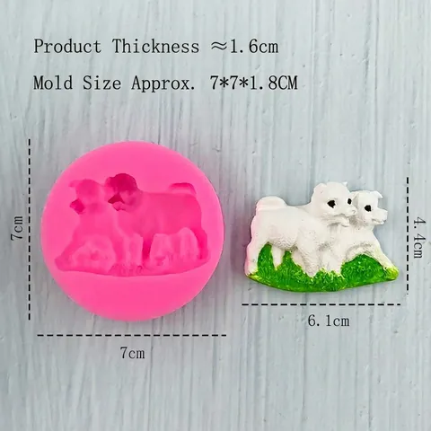 Cute Dog Puppy 3D Silicone Mold For Cake Fondant Chocolate Soap Plaster DIY Craft Baking Tool Pink Round Animal Shapes
