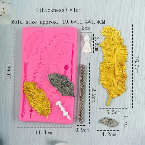Large Feather Leaf Texture Silicone Fondant Mold DIY Chocolate Cake Decoration Clay Baking Mold Tool For Kitchen Crafting