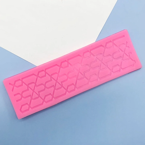 Rechteckige Spitzenrand Silikonform Geometrisches Gitter Fondant Tortendekoration DIY Schokolade Backform Rand Werkzeug