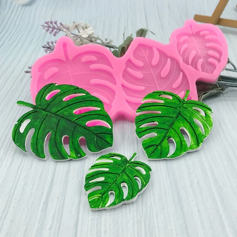 Monstera Blatt Silikonform Lebensmittelqualität Tropische Blätter Tortendekoration Werkzeuge Für Schokolade Gips DIY Backzubehör