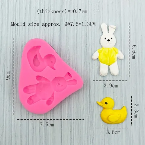 Cartoon Hase Ente Silikonform Für Tortendekoration Fondant Schokolade Keks Seife DIY Backwerkzeug Rosa