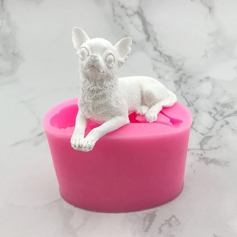3D Chihuahua Hund Silikonform Realistische Welpenform Für Schokolade Kuchen Fondant Gips Harz DIY Handwerk Backwerkzeug