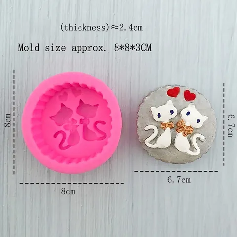 Cartoon Katze Herz Silikonform Für Fondant Schokolade Seife Kerze Herstellung DIY Kuchen Dekoration Küche Backwerkzeug
