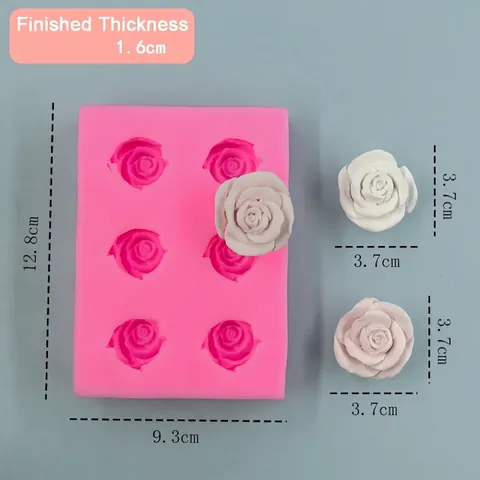 Molde de Silicona de 6 Cavidades Forma de Flor de Rosa para Decoración de Pasteles Fondant Chocolate DIY Jabón Vela Resina Yeso