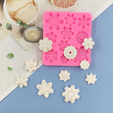 Molde de Silicona para Fondant con Patrón de Copo de Nieve para Repostería de Navidad Duradero Grado Alimenticio Resistente al Calor Herramienta de Cocina de Bricolaje