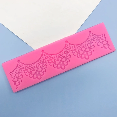 Long Strip Silicone Lace Flower Border Fondant Cake Mold Embossed Chocolate Side Decoration DIY Baking Tools Pink