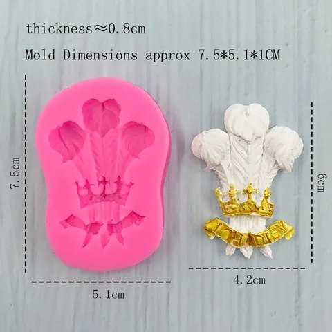 Crown Three Feathers Silicone Mold DIY Fondant Cake Decoration Chocolate Clay Baking Mold Relief Kitchen Craft Decor