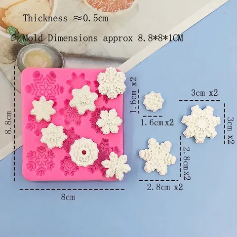Molde de Silicona para Fondant con Patrón de Copo de Nieve para Repostería de Navidad Duradero Grado Alimenticio Resistente al Calor Herramienta de Cocina de Bricolaje