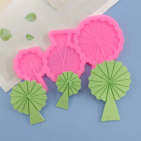 Stampo in Silicone a Forma di Albero a 3 Cavità per Decorazione Torte Fondente Cioccolato Stampo da Forno in Silicone Rosa