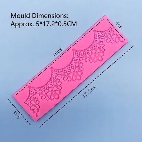 Long Strip Silicone Lace Flower Border Fondant Cake Mold Embossed Chocolate Side Decoration DIY Baking Tools Pink