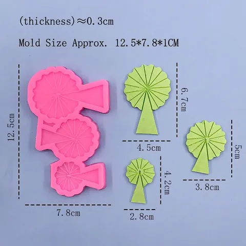 Stampo in Silicone a Forma di Albero a 3 Cavità per Decorazione Torte Fondente Cioccolato Stampo da Forno in Silicone Rosa