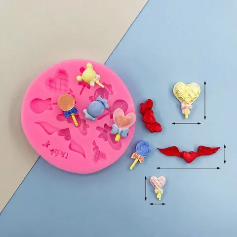 DIY Heart Wings Lollipop Silicone Mold Chocolate Fondant Cake Decorating Baking Tool For Dessert Sugar Craft Decoration