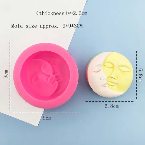 Moon And Sun Face Silicone Mold For DIY Handmade Soap Candle Plaster Ornament Craft Baking Mold QH1705