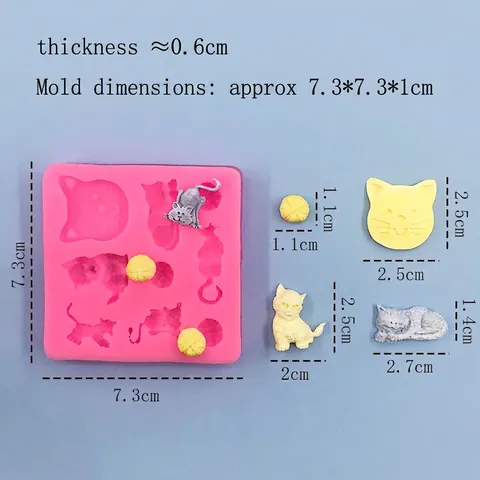 Cute Cat Yarn Ball Silicone Mold For Cake Decoration Chocolate Fondant DIY Handcraft Pink Baking Tool Flexible Reusable Mold