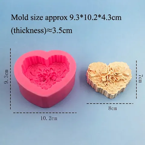 Molde de Silicona de Flor de Rosa en Forma de Corazón Relieve 3D Molde de Decoración de Pasteles para Jabón Vela Yeso DIY Utensilios de Panadería