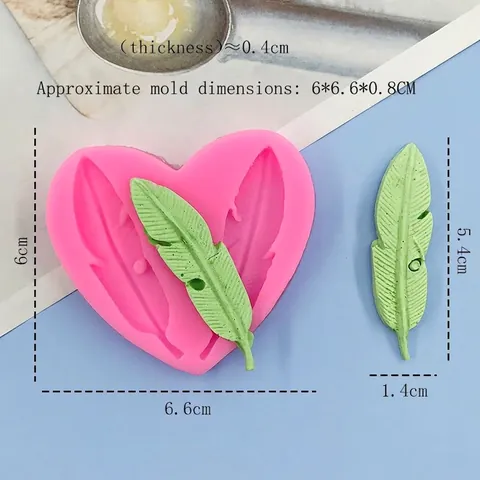 Herzförmige Feder Silikonform Für Schokolade Fondant Kuchen Dekoration Blatt Keks Backen DIY Werkzeug Rosa Silikonformen